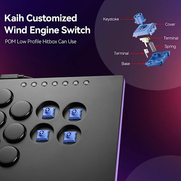 Mukautettu Matala Profiili Crystal Switch For Hitbox Controller