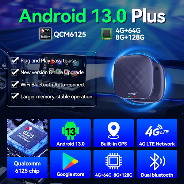 Android 13 Magic Box Wireless Carplay Android Auto Netflixille Youtube Android Car Play Video Box QCM 665 Smart BT