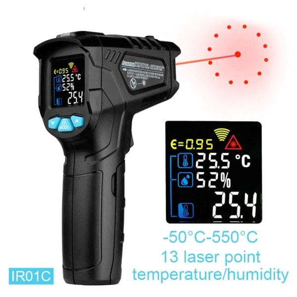 Infrarød termometer 800 grader eller 1472 Fahrenheit Høj temperatur meter