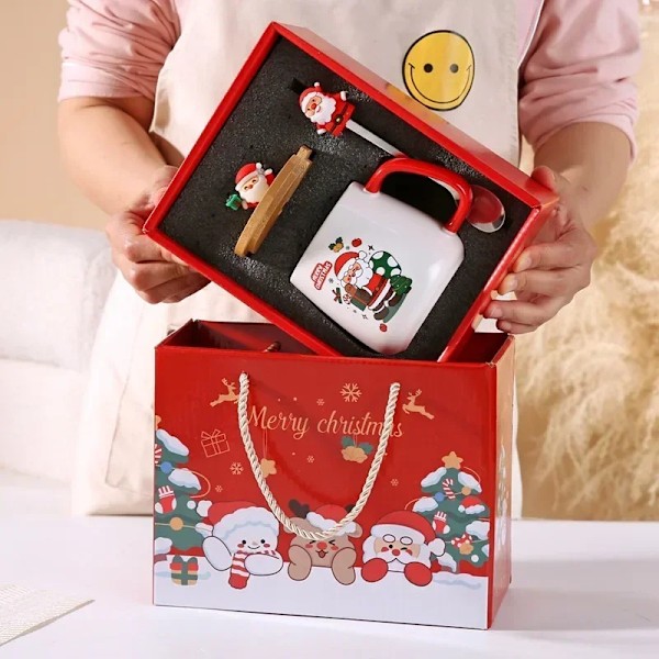 Mugg present ask keramik mugg  julpresent keramik mugg med lock med sked