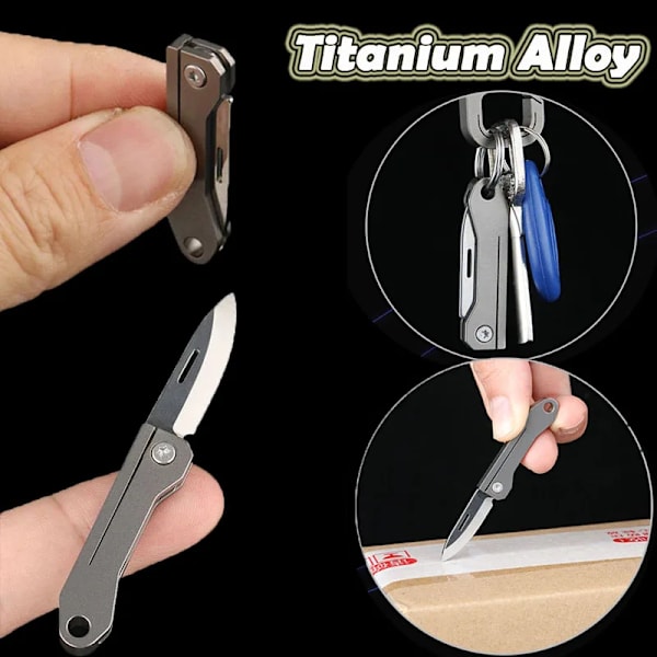 Titanium legering mini  foldning kniv EDC bærbar nøglering vedhæng kniv