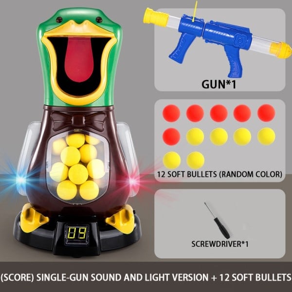 Funny Air Powered Safety Soft Bullet Gun Hit Me Hungry Shooting Duck Electronic Game Target Bullet Leker