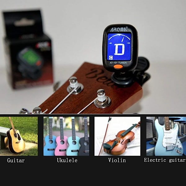 Gitarr Tuner AT-01A/101 Fullbar Roterbar Clip-on Tuner Hög Känslighet för Bas Ukulele Kromatisk Gitarr Tillbehör