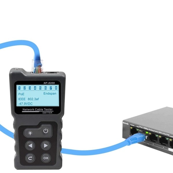 Nätverk kabel spårare Cat5 Cat6 PoE Tester Detektera Spänning Mäta Fel Avstånd Kabel Tester