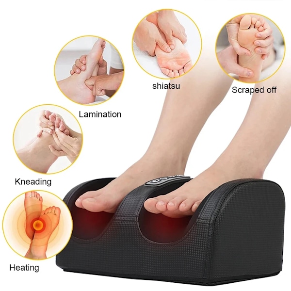 Elektrisk Fot Massager Shiatsu Knådning Djup vävnad Koppla av Uppvärmd Ruller Val Smärta Lättnad Trötthet Muskler Vibrator Maskin Hälsa