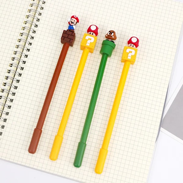 24 stykker Skrivepapir Sød Tegnefilm Blød Gummi Sort Neutral Pen Kontor Kulstof Vand Pen