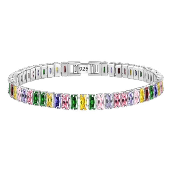 925 Sterling Hopea ranneke Vaalea Ylellinen Värillinen Zirkonium Käsi Korut Rannekoru Naisten Charm korut