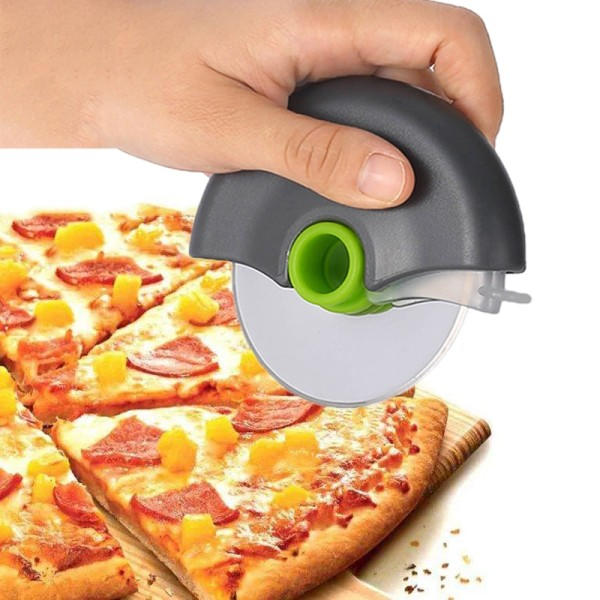 Rostfritt stål Rundt Hjul Skärning Kniv för Pizza med Lock Ruller Deg Skärare Cutter Konditori Kök Bakning Tillbehör Verktyg