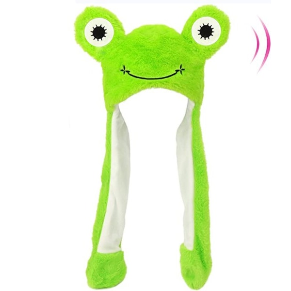 Djur Groda Hatt med Floppy öron Rörelse Hoppa Pop Up Beating Plysch Kläd Tecknad Söt Hatt