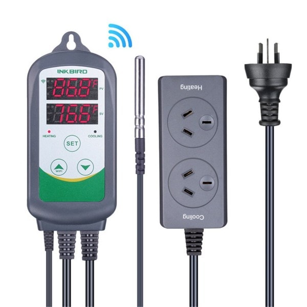 WIFI Digital Temperatur Kontroll 2-stegs Uttag Termostat ITC-308-WIFI Med Värme/Cylning Kontroll Instrument