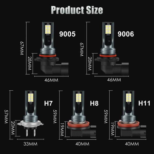 LED polttimo 9005 HB3 Led lamppu Super kirkas auto sumu valot 8a00 | Fyndiq
