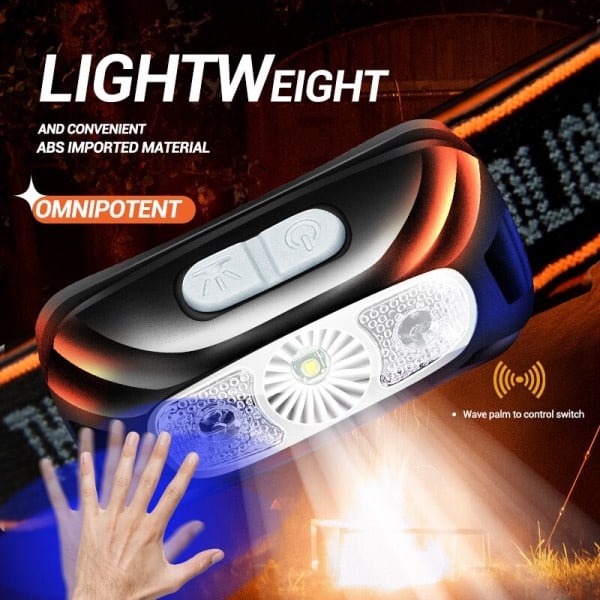 Mini Genopladelig Kraftfuld Sensor Pandelygte Fiskeri Camping USB Pande Lommelygte