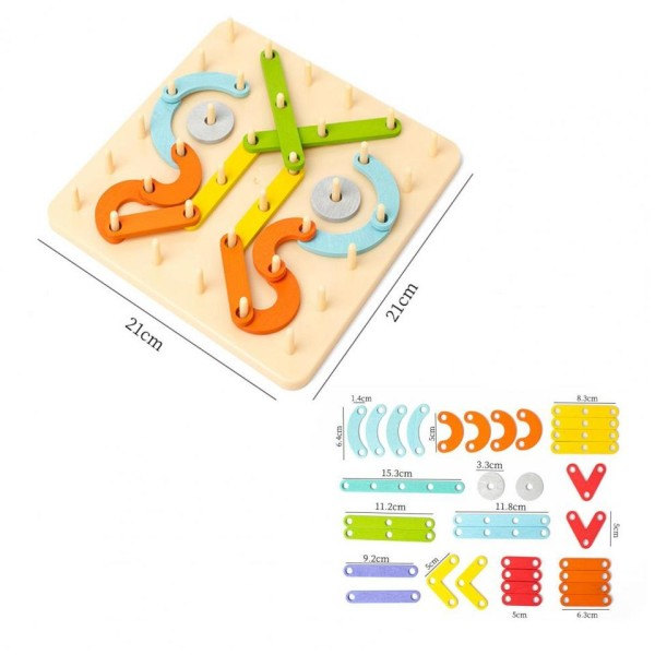 Hjerne Spil Baby Kreativt Legetøj Grafik Geometrisk Pegboard Puslespil med kort Barndom Pædagogisk Legetøj