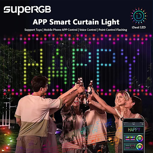 Smart Gardin String Light App DIY Bilde Tekst LED Display Smart LED RGB String Light
