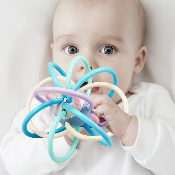 Baby leksaker silikon nyfödd taktil sinnen leksaker bitring boll skaller leksak träning touch hand grepp för spädbarn leksaker