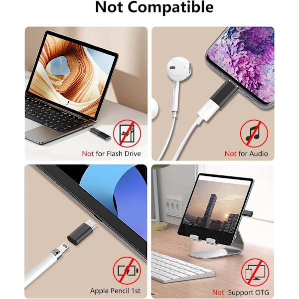 3 bitar Lightning Kvinna Till USB C Hane Laddare Adapter