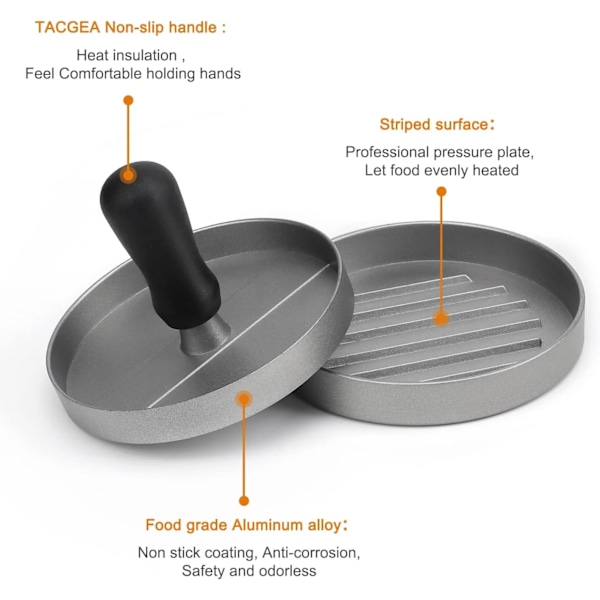 Burger Press Non-Stick Hamburger Patty Maker med Voks Papir Aluminium Burger Maker
