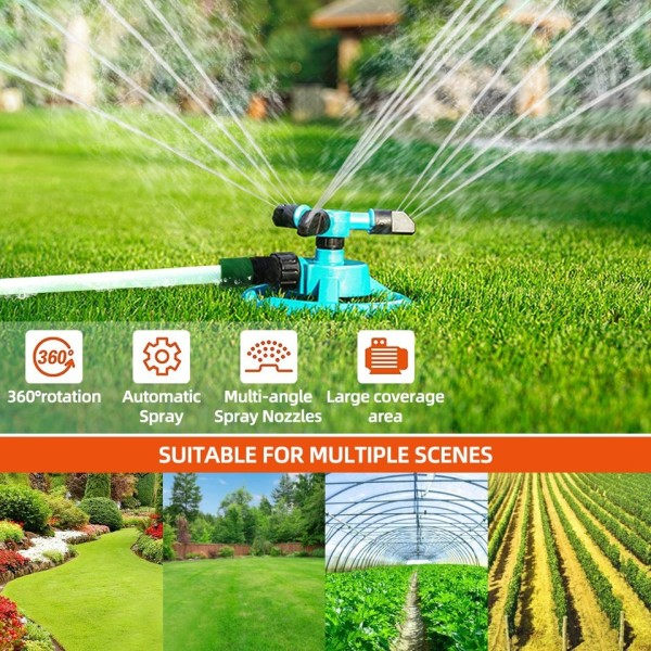Automatisk Trädgård Bevattning Gräsmatta Sprinklers 360 Roterande Grader Gräs Växter Bevattning System med munstycke