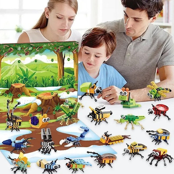 Dyr Insekter Bygning Klods Model Gør-det-selv Byggeklodser Jule Advent Kalender Kasse Legetøj