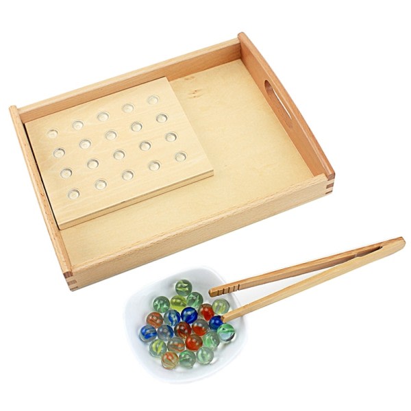 Montessori Materiaalit Klipa pallot laudalla Puu tarjotin Syömäpuikot Koulutus Käytännön Elämä Koulutuslelut