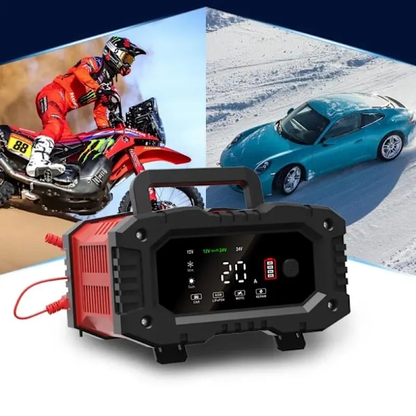 20A Bil Motorcykel Batteri Oplader 24V Smart Oplader