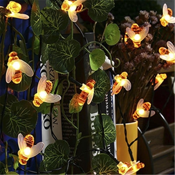 Vattentät Utomhus Söt Honey Bee LED Fairy String Lights Solar bi light  Jul Garland Lights