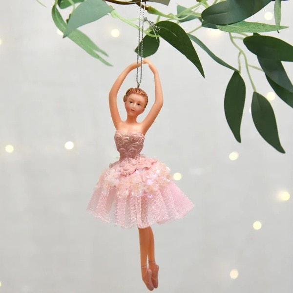 Plast materiale jente bursdag gave jul henging pynt dans sølv tutu ballerina jule pynt