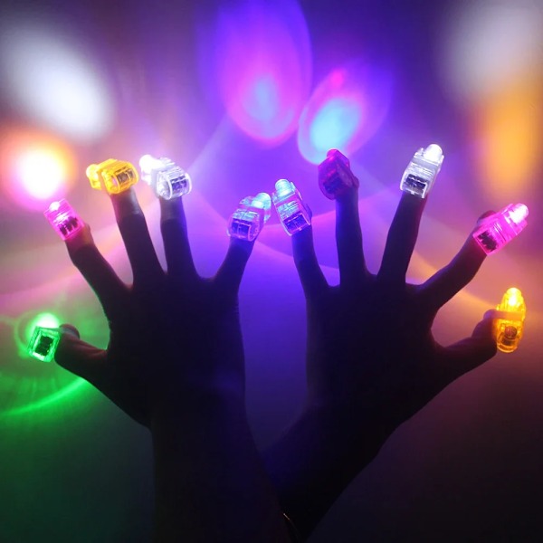 10 stykker LED finger lys 6 farge finger lommelykter