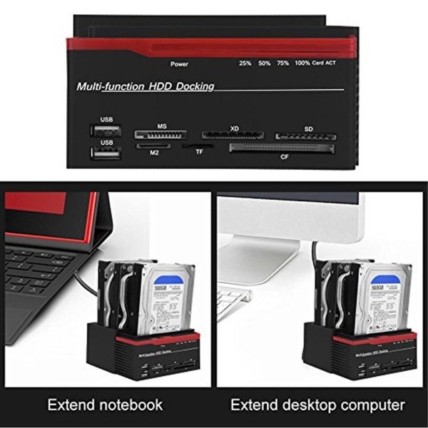 Hård Disk Dockning Station Hård Disk Kåpa HDD SSD Extern HD Kort Läsare USB Hub