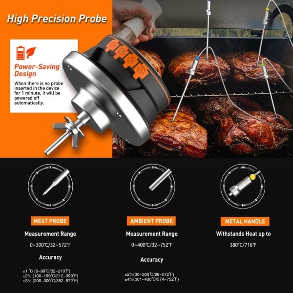 Mat Matlagning Bluetooth Trådlös BBQ Fjärrkontroll Termometer Sonder Smart Digital Bluetooth Grill Termometer