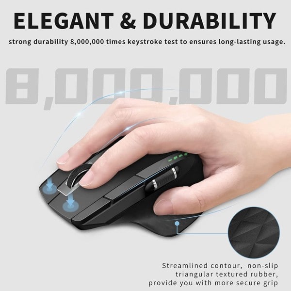 Multimodus Oppladbar Trådløs Mus Ergonomisk DPI Bluetooth Mus