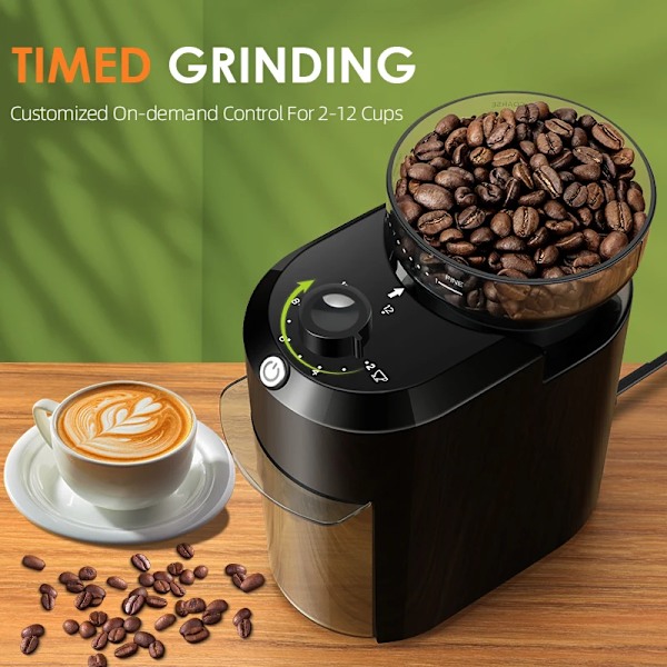 Elektrisk Burr Kaffe kvern Justerbar Burr Mill Konisk Kaffe Bønne Kvern