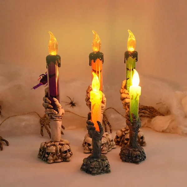 Halloween LED Ghost Skelet Holding Starinlys Lys lampe  Haunted House Bar Fest Rædsel Rekvisitter