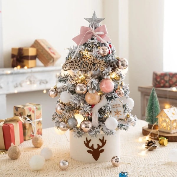 Kunstig juletre med LED mini skrivebord furu PVC jule pynt tre jule pynt