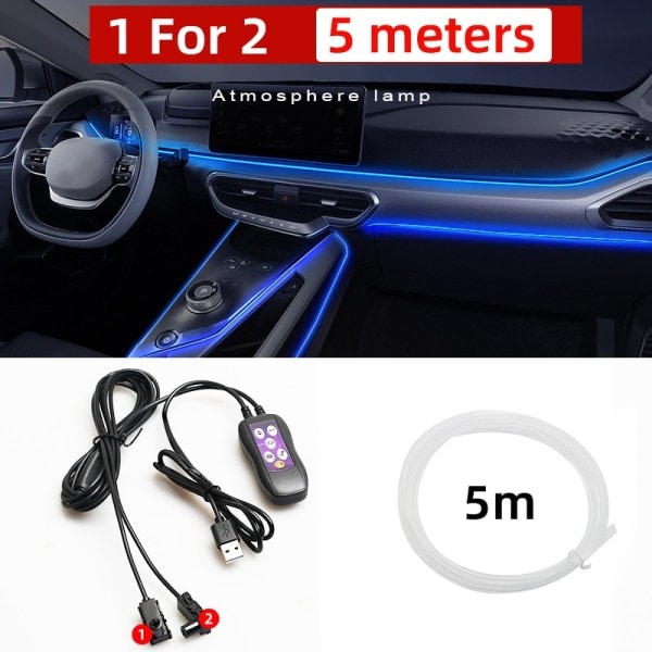 Auto Sisustus Valot Koriste Ambient Lamppu USB Optinen Kuitu Neon Ilmakehä valo nauha
