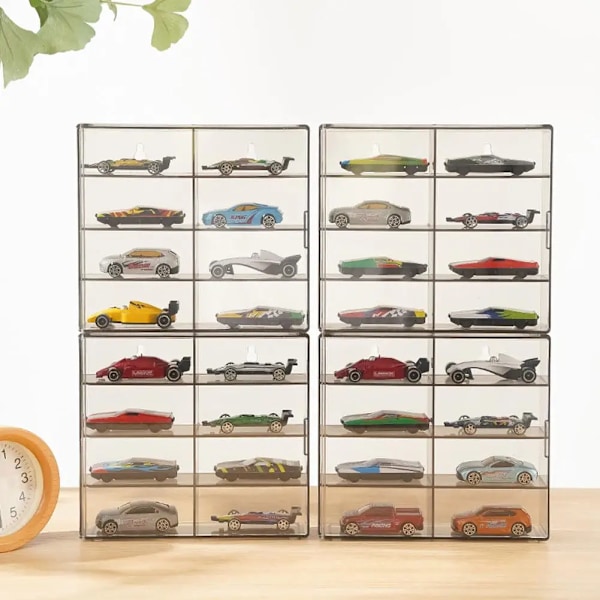 1:64 Akryl Bil Display Låda För Hot Wheels Bil Modell Toy 8 Grid Cabinet Rack