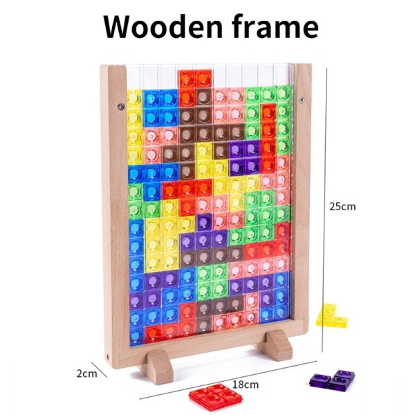 Färgglatt 3D pussel trä tangram matematik leksaker  intellektuell pedagogisk leksak för barn
