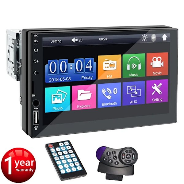 Auto Radio 7 Tuuma 1 Din MP5 Multimedia soitin kosketus näyttö FM ISO virta