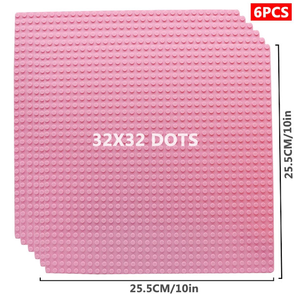 6 bitar rosa  Grund Plåt 32*32 32*16 Reglar Klassiska Figurer Byggnadsblock