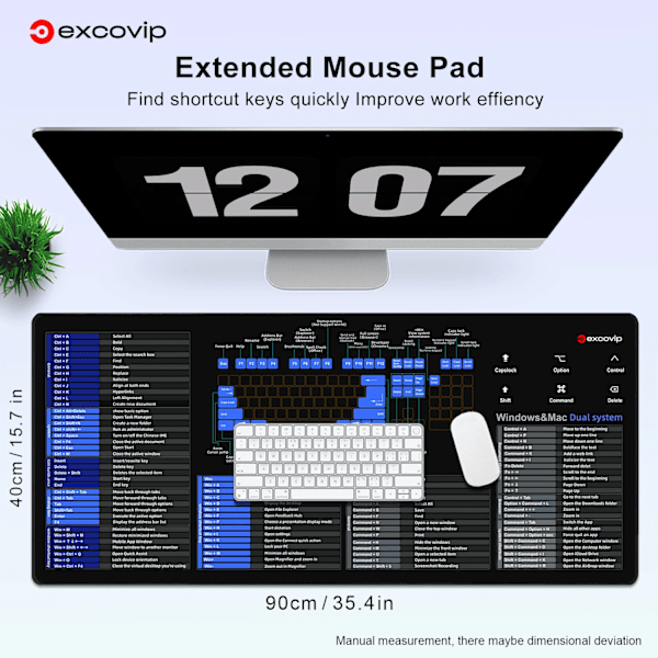 Snarveier Mouse Pad for Mac OS/Windows Large Extended Office Tastatur Musematte