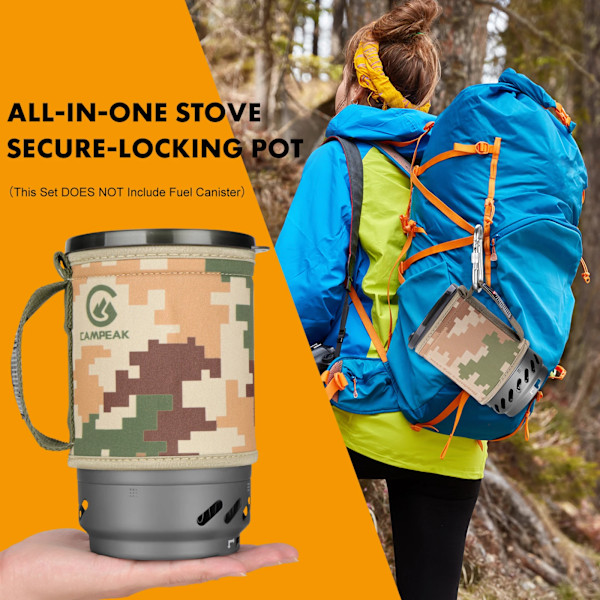 1,4L Backpacking Spis Camping Propan Matlagning Utrustning Portable Camp Brännare System med Stativ Kanna Stöd