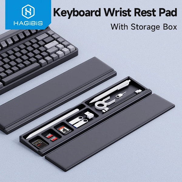 Tastatur Håndled Rest Pad Ergonomisk Blød Hukommelse Skum Støtte Desktop Opbevaring Boks Nem Tastning Smertelindring