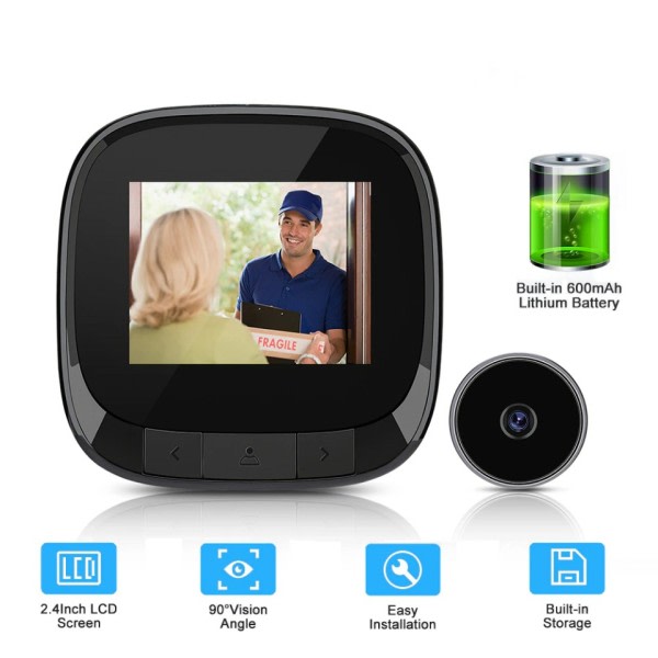 2,4 tum Kamera Dörrklocka Digital Titthål Smart Kamera HD Hem Elektronisk Kitthål Viewer Utomhus Visuell Dörrklocka