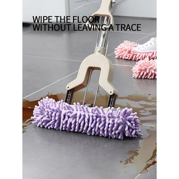 2 stykker Chenille moppe tøfler støv fjernelse fod sokker moppe hætte multifunktionelt gulv rengøring doven sko cover støv samler