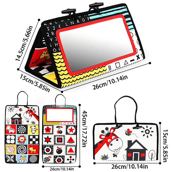 Sort og hvid baby gulv spejl mave tid sensorisk baby legetøj