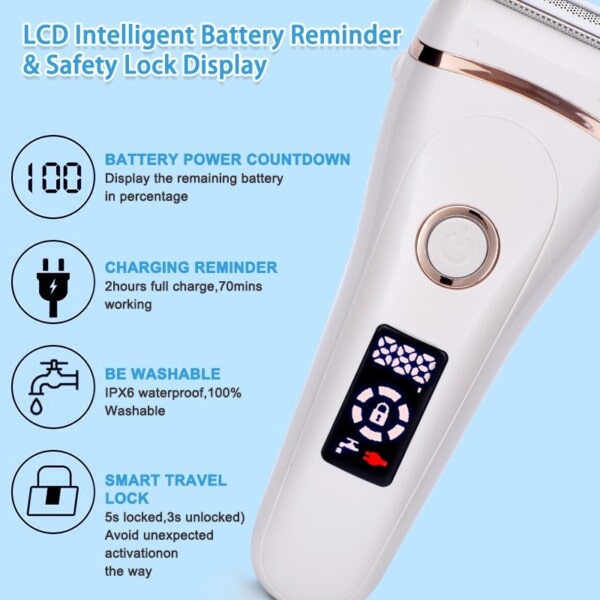 USB Genopladelig Kvinde Smertefri Elektrisk Epilator Hår trimmer LCD