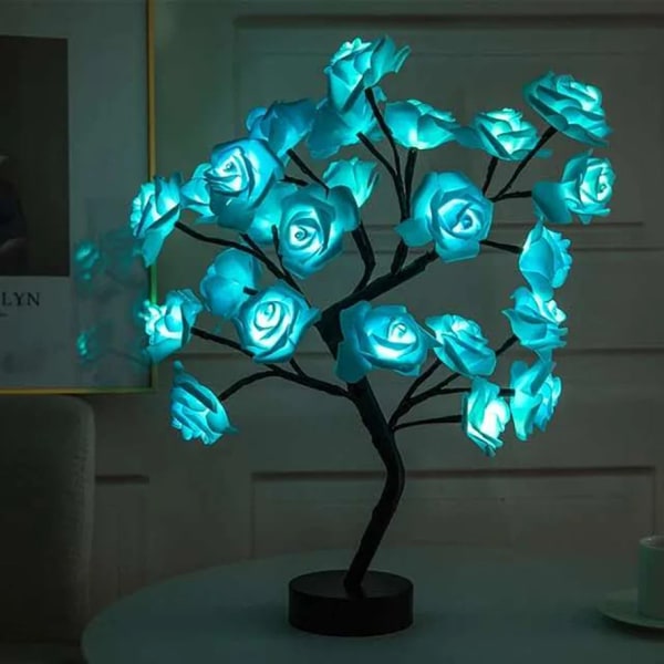 24 LED Rose Tre Lys USB Plug Bord Lampe Fairy Flower Night Light