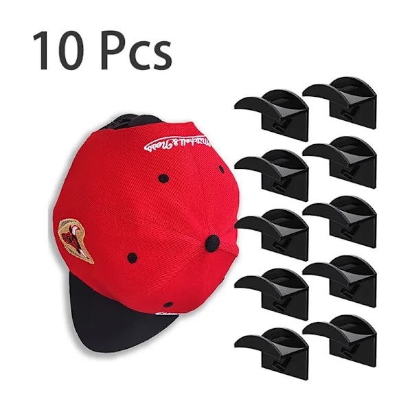 10 kpl  Baseball hattu koukku hattu kiinnitys koukku jäljetön koukku musta minimalistinen design hattu teline