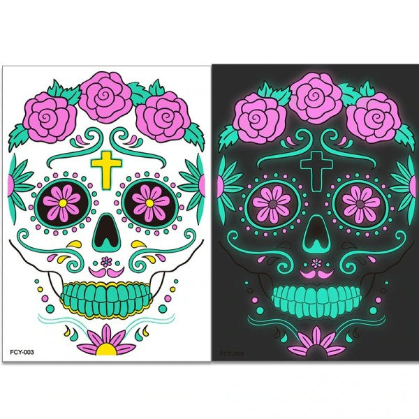 Ansiktsbehandling tatuering dekal  Bicolor luminescens  Vatten till papper  Vuxna och barn  Halloween påsk jul  Rave fest