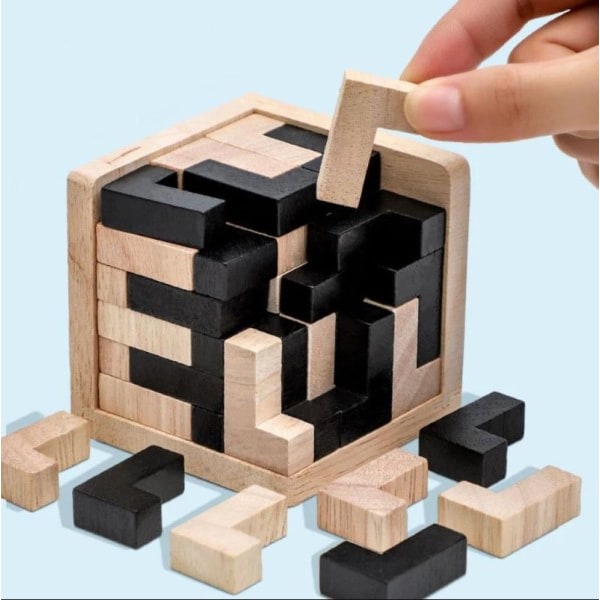 3D Cube Puzzle Luban Interlocking Creative Educational Tre Toy Brain IQ Mind Early Learning Game